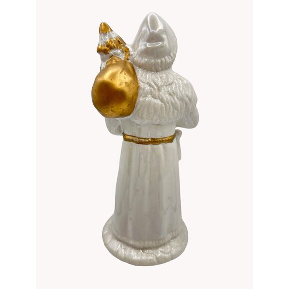 Vintage Ceramic Santa Claus Pearlized Figurine Christmas Tree Holiday Decor - Picture 3 of 6
